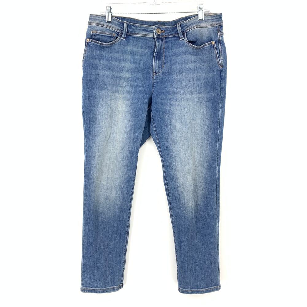 J. Jill Denim Authentic Fit Slim Ankle Jeans Womens Sz 12P Medium Wash Stretch
